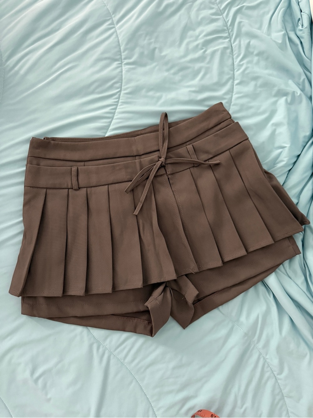 Chu Sau Women New Fashion Pleated Mini Skirt Preppy Mid Waist Side Zipper Skort